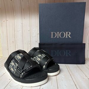 Christian Dior Oblique Jacquard Alpha Sandals Grey/Black Sz 39 / 6